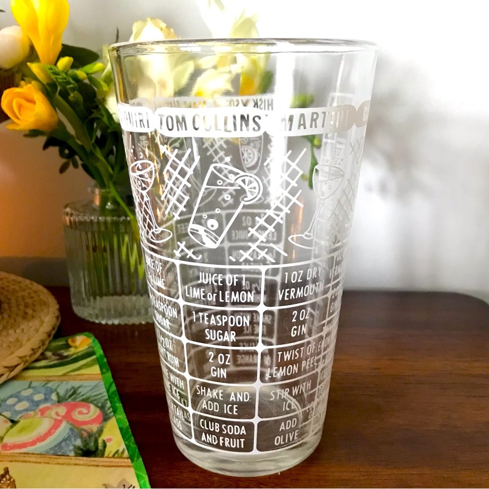 Vintage Midcentury Federal Glass Cocktail Shaker / Mixer with Recipes 🍸